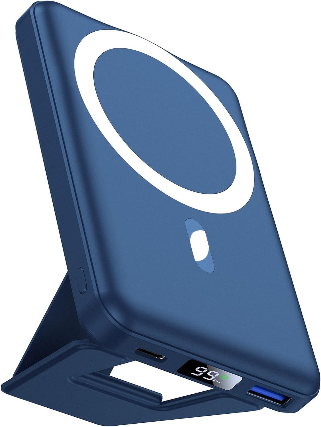 AOGUERBE Magnetic Power Bank, 10000mAh Foldable Wireless Portable Charger with USB-C Cable LED Display, for Mag-Safe Battery Pack 22.5W PD Fast Charging for iPhone 16/15/14/13/12 Pro/Pro Max/Plus/Mini