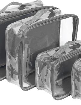 Clear Packing Cubes set of 4 / Packs 7-10 Days of Clothes/Premium PVC Plastic Storage Cube