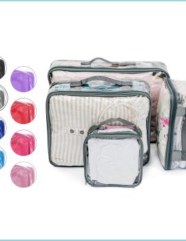 Clear Packing Cubes set of 4 / Packs 7-10 Days of Clothes/Premium PVC Plastic Storage Cube