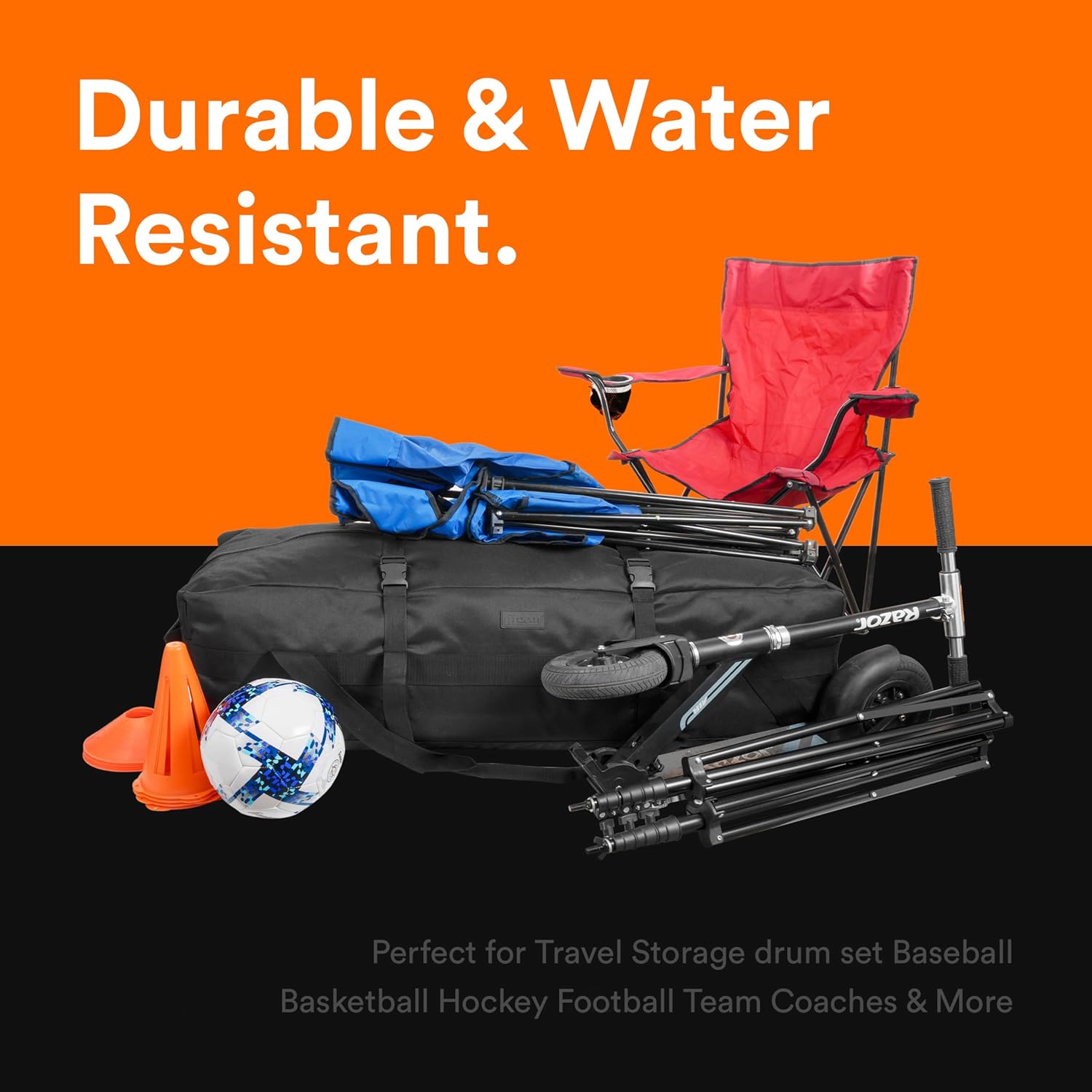 106L 45" Heavy Duty Extra Large Duffle with Upgrade Zipper, Durable & Water Resistant. Perfect as Camping Bag Travel Storage Tent Storage Sports Equipment Bag For Coaches & More - Image 3