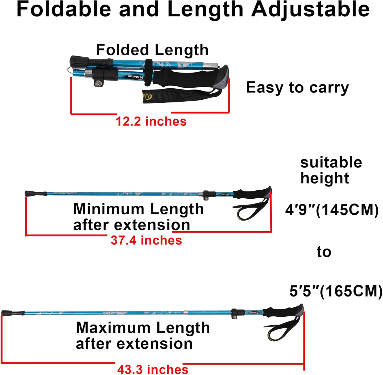 Walking Stick - Collapsible Trekking Pole for Men and Women,7075 Aluminum Hiking Stick for Seniors - Image 3
