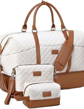 Weekender Bag, Large Travel Duffel Bag for Women, Carry on Overnight Bag with Shoe Compartment and Toiletry Bags