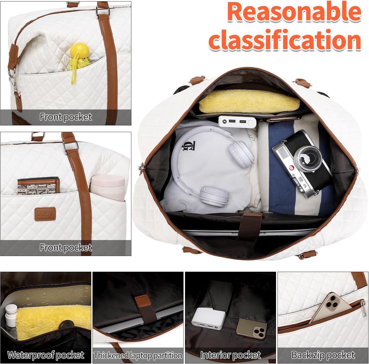 Weekender Bag, Large Travel Duffel Bag for Women, Carry on Overnight Bag with Shoe Compartment and Toiletry Bags - Image 3