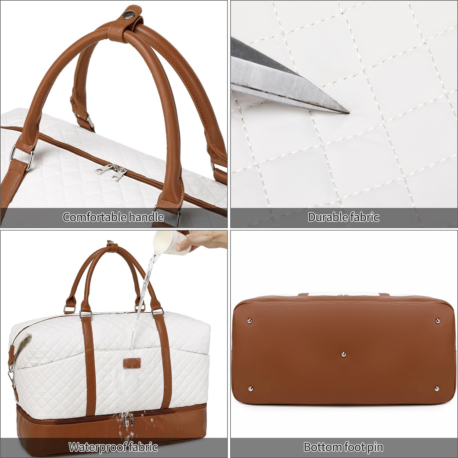 Weekender Bag, Large Travel Duffel Bag for Women, Carry on Overnight Bag with Shoe Compartment and Toiletry Bags - Image 4