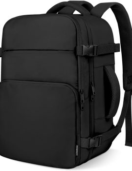 ZOMFELT Travel Backpack for Women Men, Carry on Backpack, TSA 15.6 inch Laptop Backpack Flight Approved, Personal Item Travel Bag Nurse Bag Casual Daypack for School Weekender Business Trip, Black